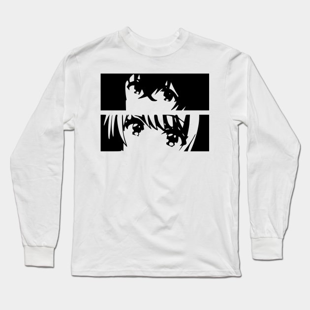 KZ3 D9 Kimizero Our Dating Story Keiken Zumi Cute Couple Black and White Anime Eyes Characters Kashima Ryuuto / Ryuto and Runa Shirakawa Vector Gifts x October 2023 Long Sleeve T-Shirt by Animangapoi